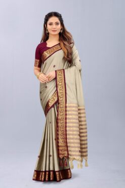 chiku colour saree