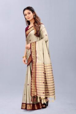 beige colour cotton saree