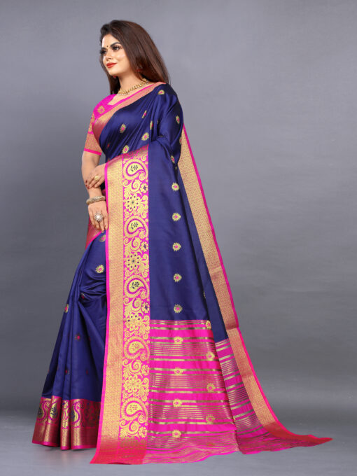 blue maheshwari saree