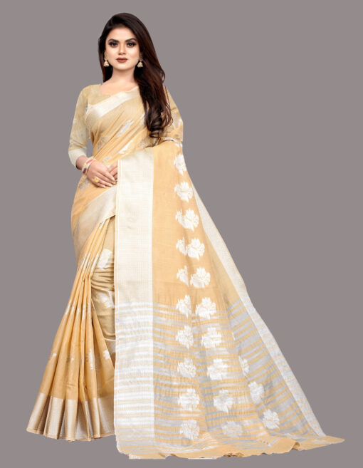 beige colour cotton saree