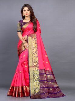 pink colour handloom saree