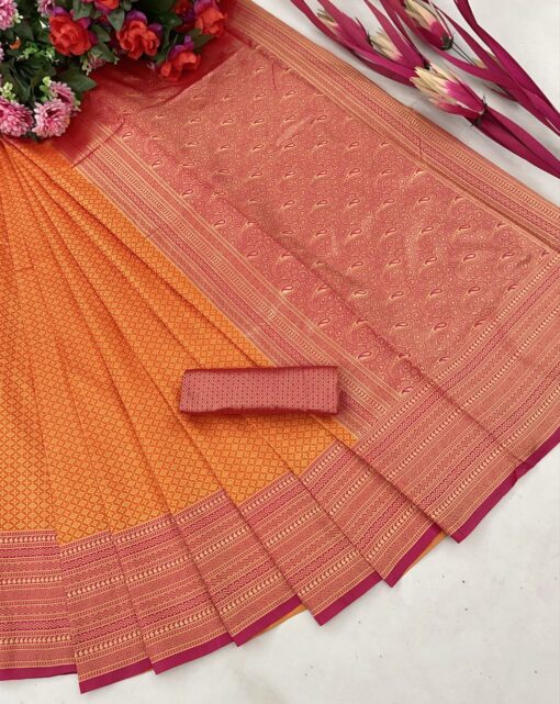 banarasi orange saree