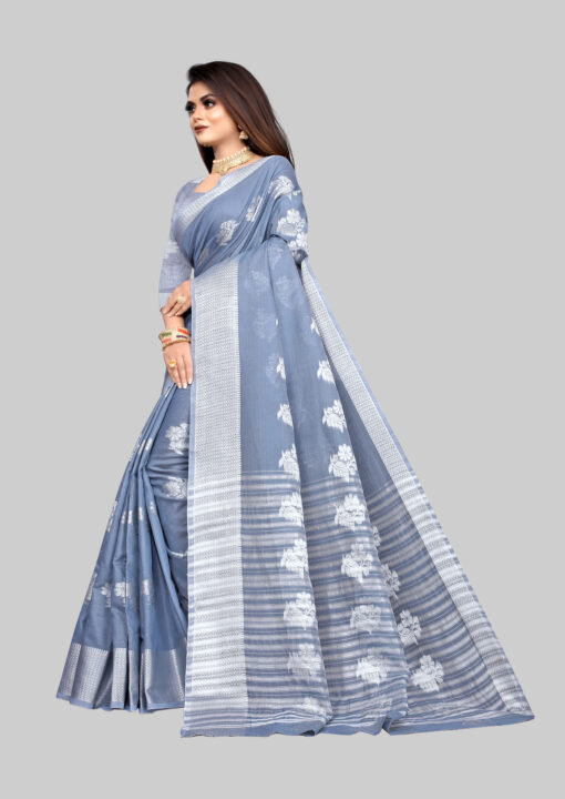 silver grey colour saree