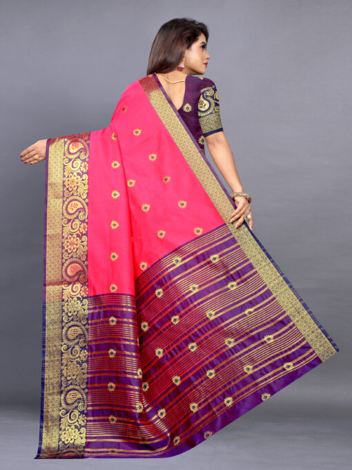 pink cotton handloom saree