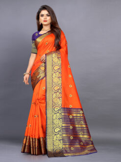 banarasi silk saree orange colour