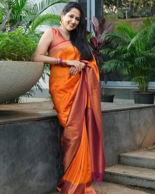 contrast blouse for light orange saree