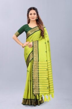 parrot green kanchipuram silk saree