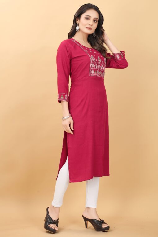 latest rayon embroidery work kurti for women