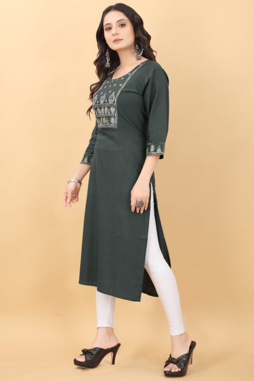 rayon kurti embroidered