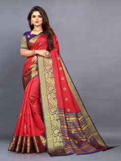 chilli red kanchipuram wedding saree