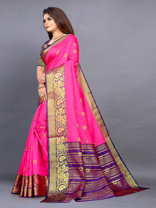 pink color cotton saree