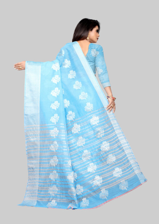 sky blue colour silk saree