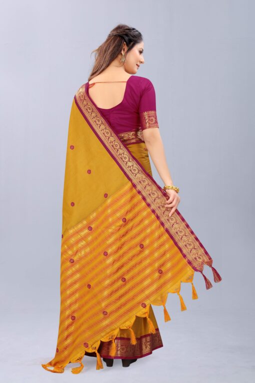 yellow colour silk cotton saree