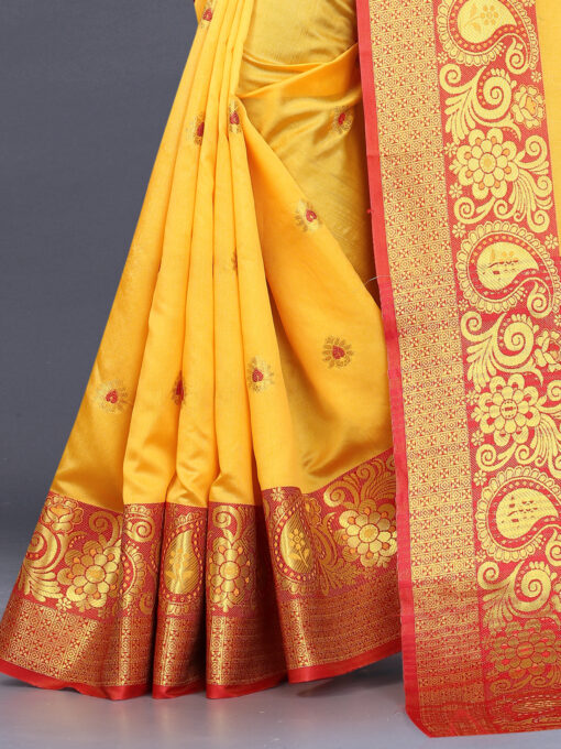 yellow colour silk cotton saree