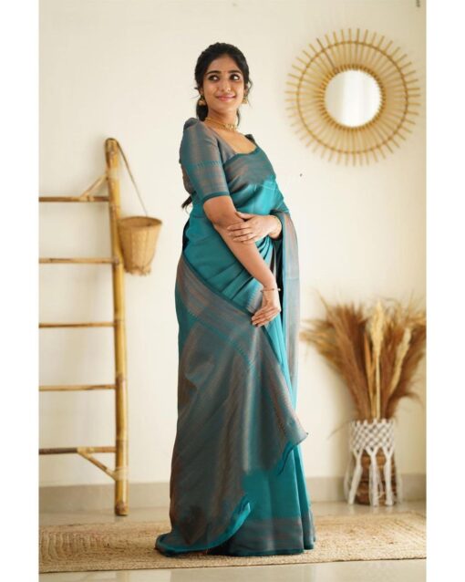 bottle green handloom saree