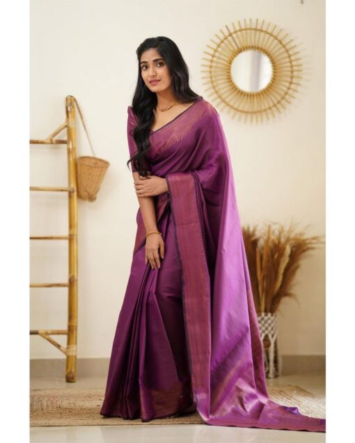 brinjal color saree