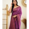 purple colour banarasi saree