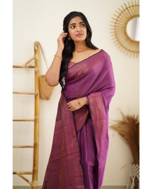 purple colour banarasi saree