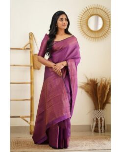 purple colour cotton saree
