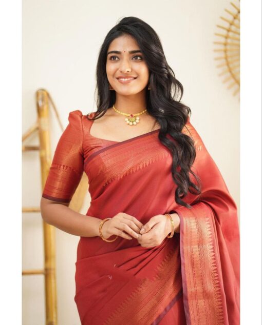 Elegant tomato red saree