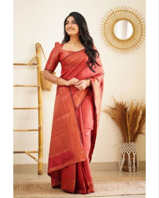 Traditional tomato red saree