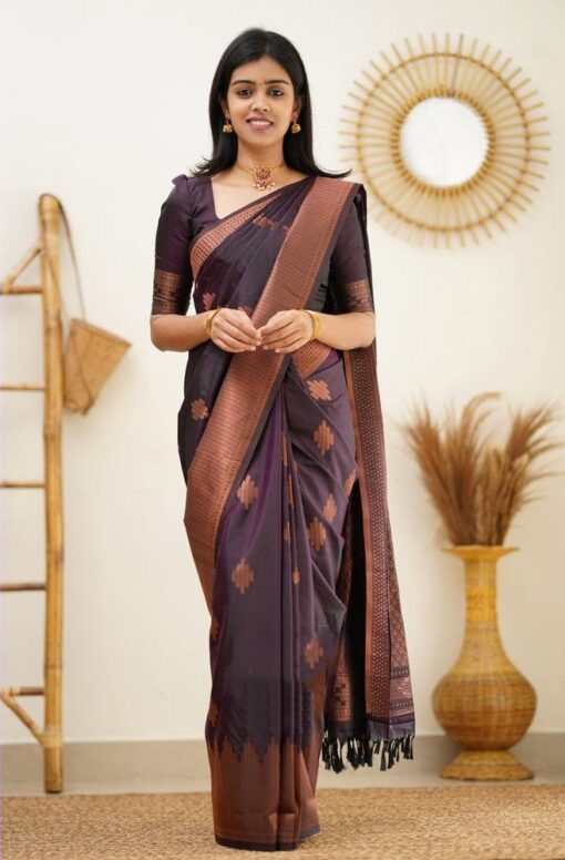 majestic purple soft silk saree