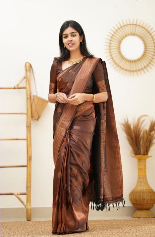 brown kanchipuram saree