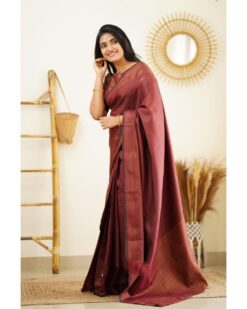 Chic brown saree for special occasions