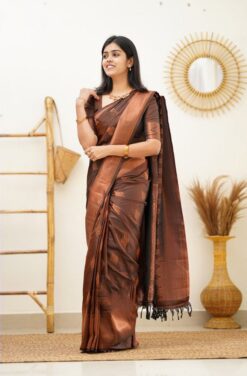 golden brown color saree