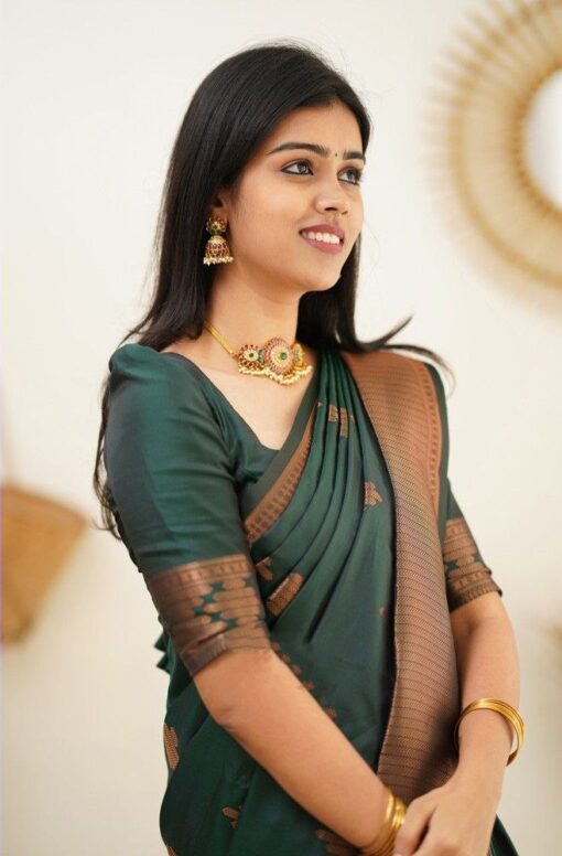 blouse designs for dark green silk saree