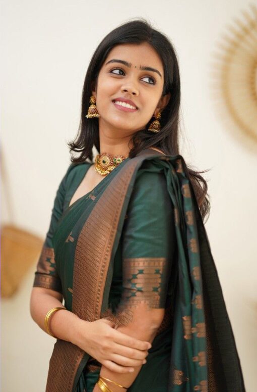 dark green banarsi saree