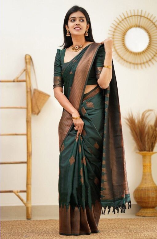 marriage dark green pattu saree for wedding