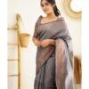 grey colour wedding saree