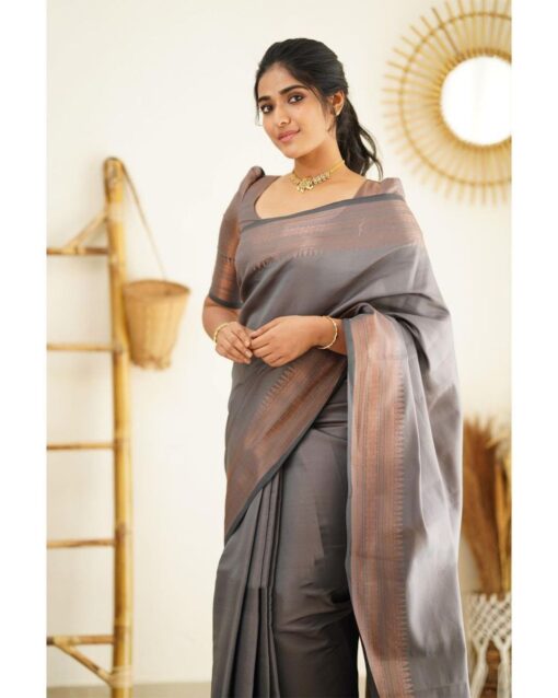 grey colour wedding saree