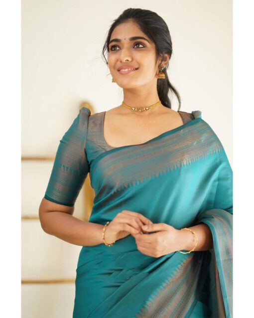 bottle green cotton silk saree