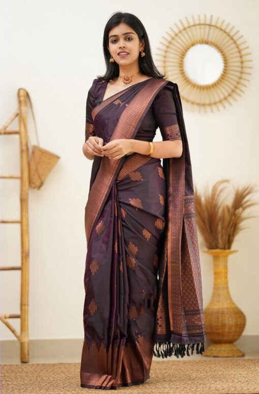 purple engagement saree