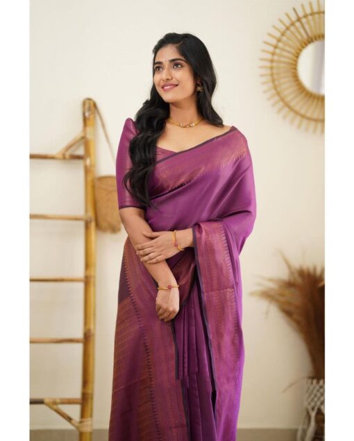 purple handloom saree