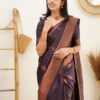 golden purple saree