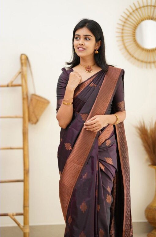 golden purple saree